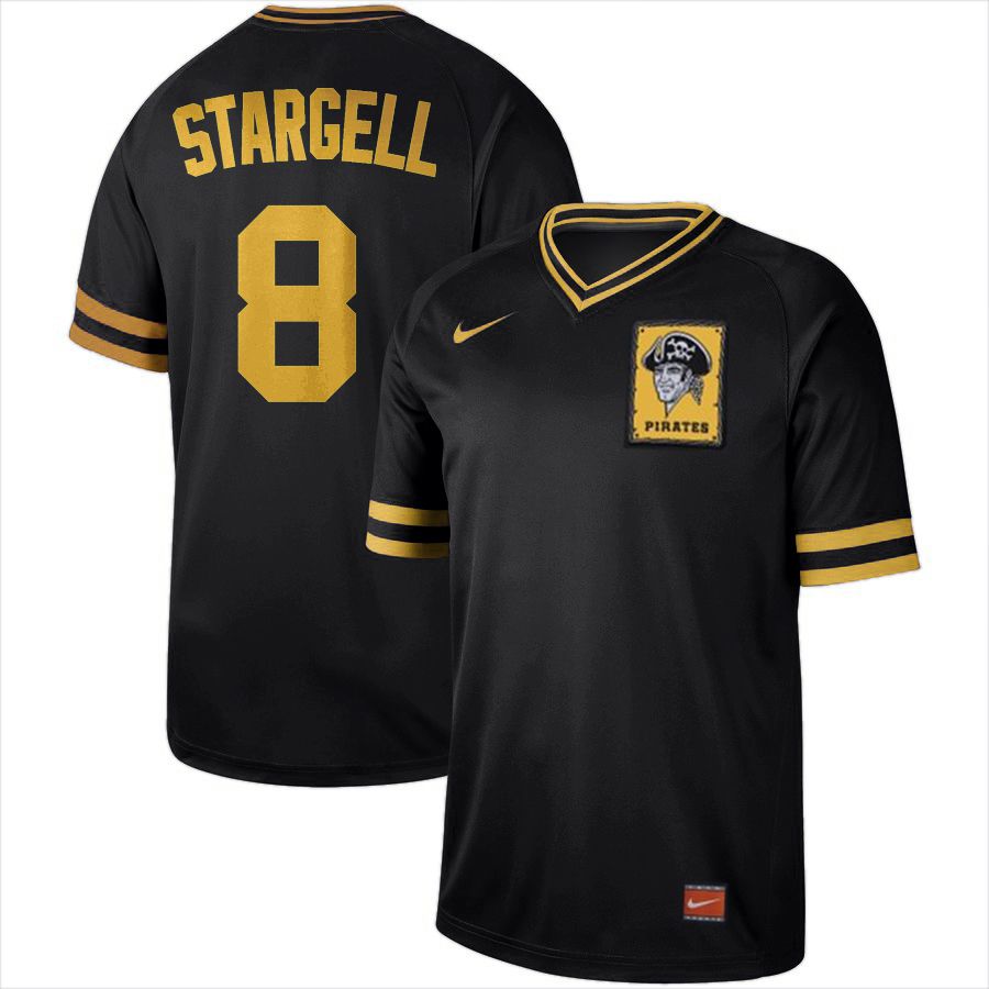 Men Pittsburgh Pirates #8 Stargell Black Nike Cooperstown Collection Legend V-Neck MLB Jersey